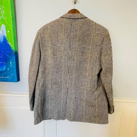 Vintage 90's Brooks Brothers USA Made Ivy Style Glen Plaid Blazer Camel Hair 42R - Picture 11 of 13